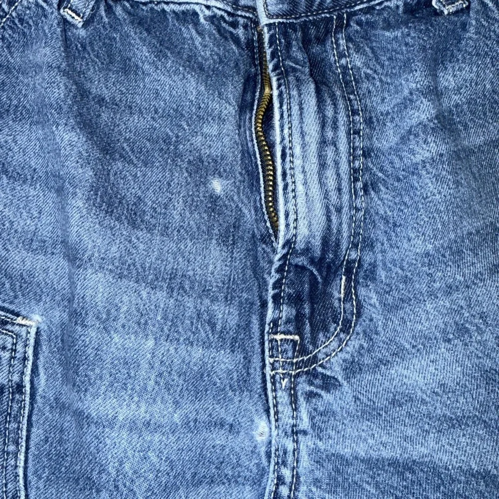 Aeropostale Carpenter Jeans Mens 35x31‎ Blue Denim Straight Leg Cargo Pockets